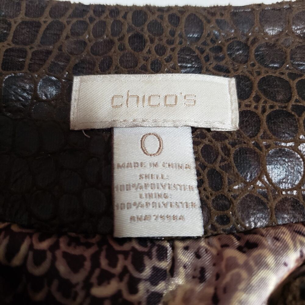 Chico's Womens Crocodile Embossed Beaded Faux Leather Jacket Size 0 - Picture 7 of 7
